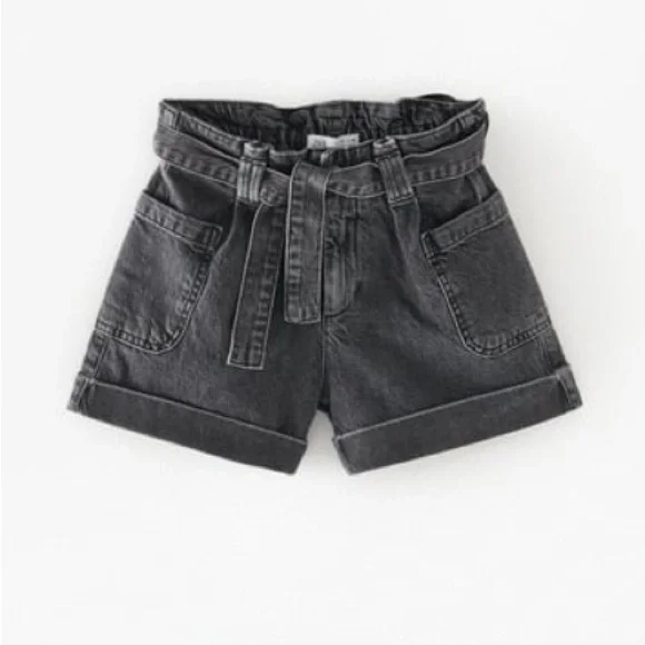 Zara girls belted denim shorts